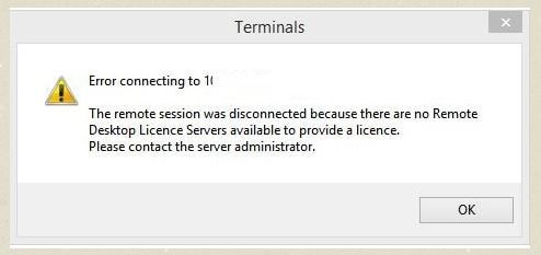 terminal licensing error