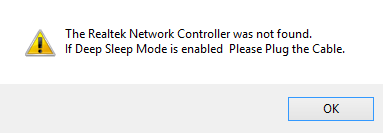the realtek network controller was not found