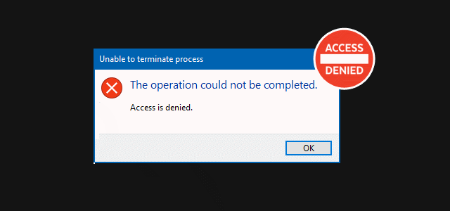 unable to terminate process access denied windows xp