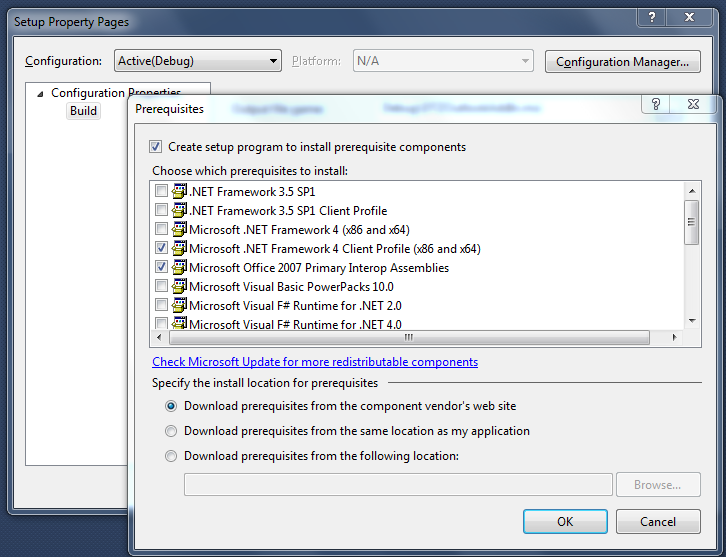 vb.net Windows Installer ist in keiner ausgewählten Voraussetzung enthalten