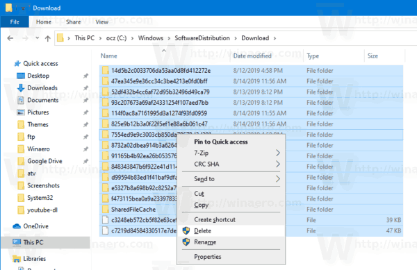 onde são mantidos os arquivos de atualização do Windows