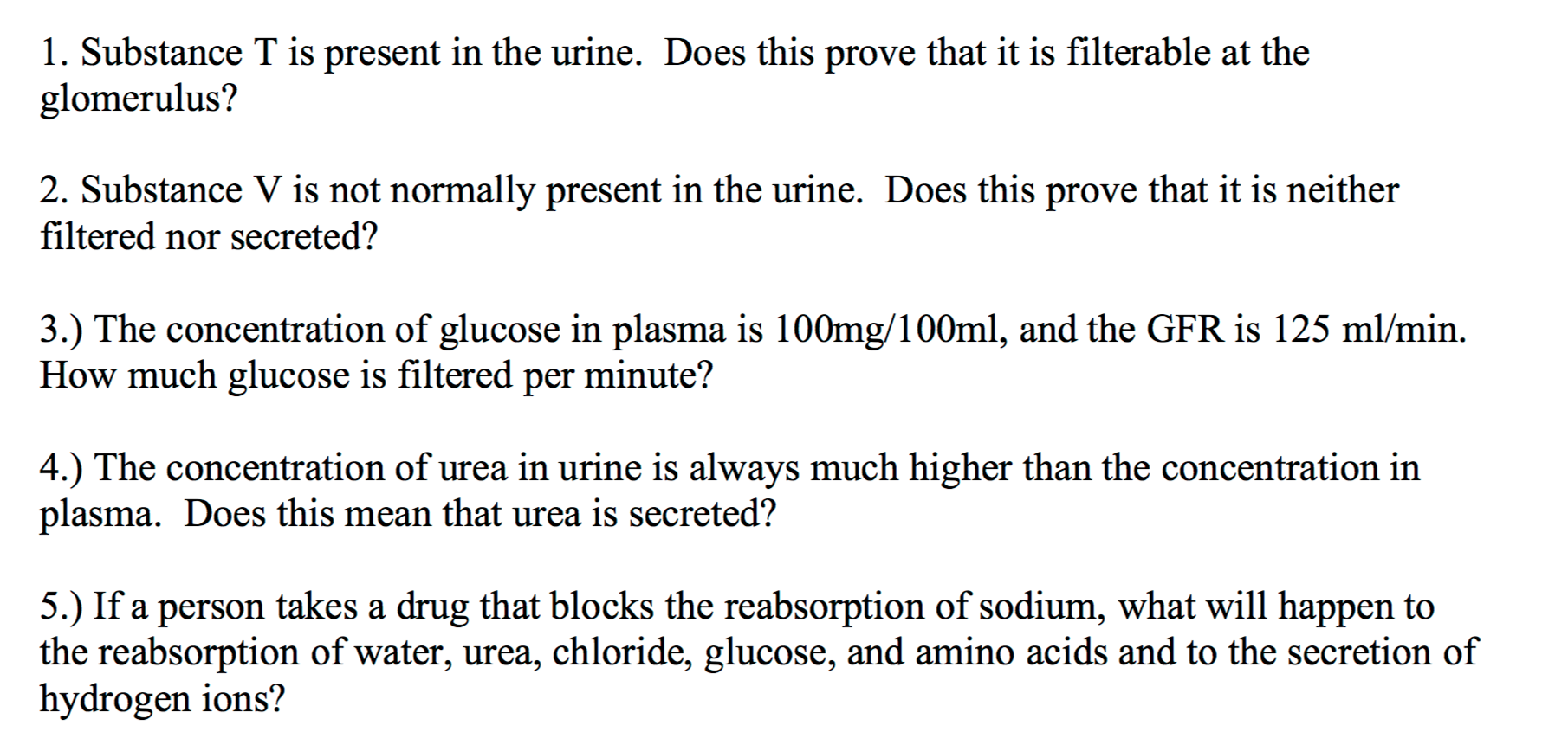 por que geralmente glicose e aminoácidos não são encontrados na urina