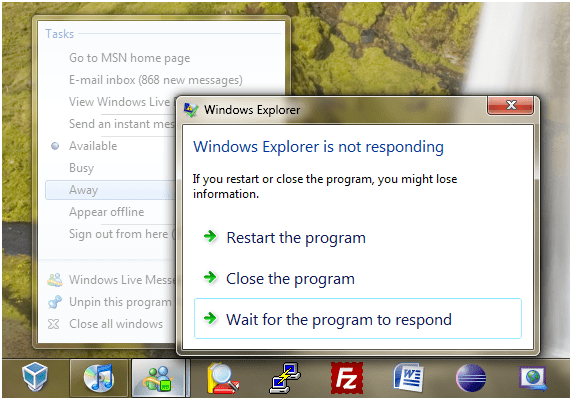 why does windows explorer stop responding in windows 7