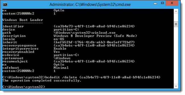 windows 8 set in safe mode command prompt