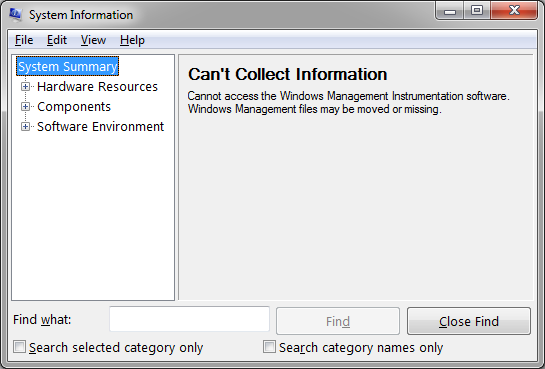 Windows-systeeminformatie kan geen informatie verzamelen