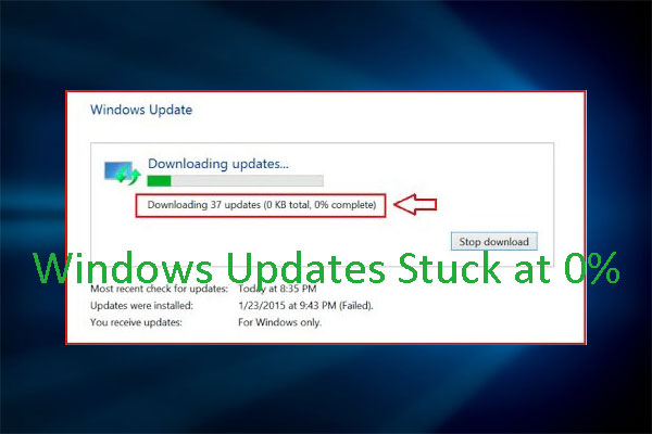 aktualizacja systemu Windows zablokowana po przejściu do 0 okien 7