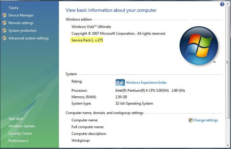 Windows Vista 32 Bit Business Pack