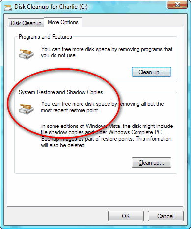 Windows XP alte Wiederherstellungspunkte entfernen