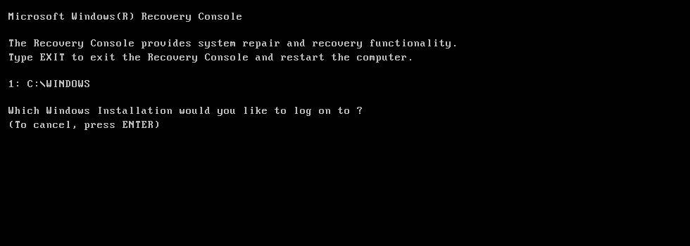 windows xp repair from convalescence console