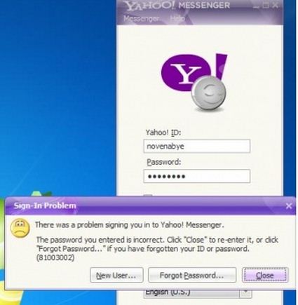 Błąd komunikatora Yahoo 7