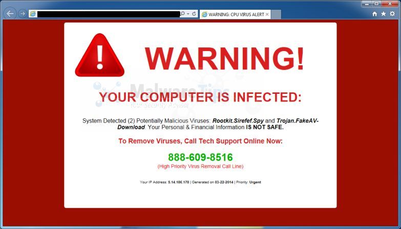 su computadora probablemente se infectará con una advertencia de software espía